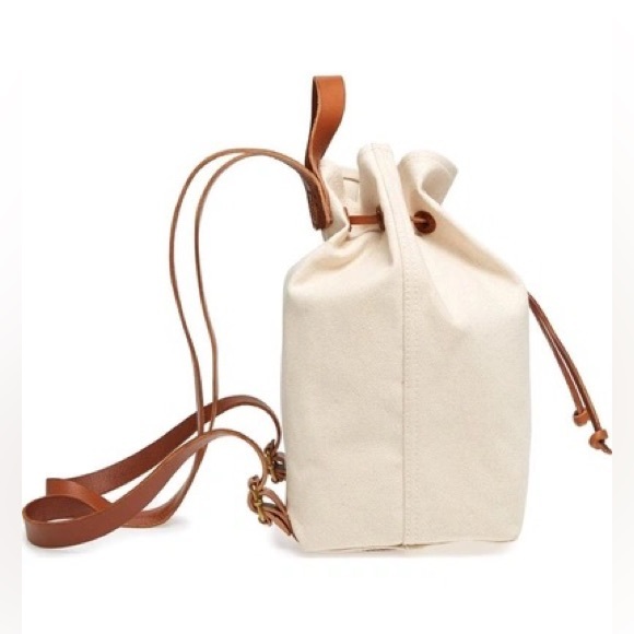 Madewell Canvas Leather Somerset Drawstring Backpack Purse - Picture 6 of 16